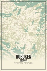 Retro US city map of Hoboken, Georgia. Vintage street map.