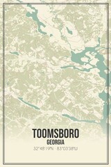 Retro US city map of Toomsboro, Georgia. Vintage street map.