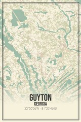 Retro US city map of Guyton, Georgia. Vintage street map.