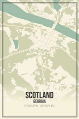 Retro US city map of Scotland, Georgia. Vintage street map.