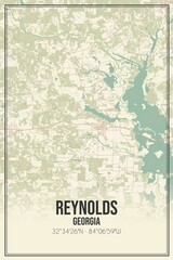 Retro US city map of Reynolds, Georgia. Vintage street map.