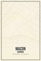 Retro US city map of Macon, Georgia. Vintage street map.