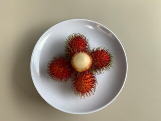 rotating display on rambutan fruit. very delicious and healthy. 