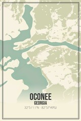 Retro US city map of Oconee, Georgia. Vintage street map.