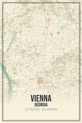 Retro US city map of Vienna, Georgia. Vintage street map.