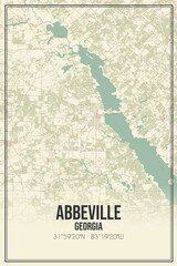 Retro US city map of Abbeville, Georgia. Vintage street map.