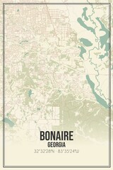 Retro US city map of Bonaire, Georgia. Vintage street map.