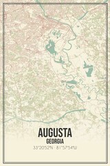 Retro US city map of Augusta, Georgia. Vintage street map.