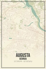 Retro US city map of Augusta, Georgia. Vintage street map. - obrazy, fototapety, plakaty