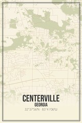 Retro US city map of Centerville, Georgia. Vintage street map.