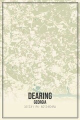 Retro US city map of Dearing, Georgia. Vintage street map.