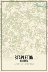 Retro US city map of Stapleton, Georgia. Vintage street map.