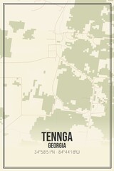 Retro US city map of Tennga, Georgia. Vintage street map.
