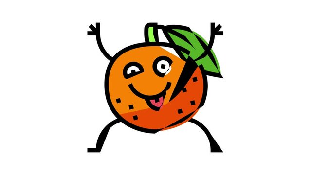 mandarin fruit character color icon animation
