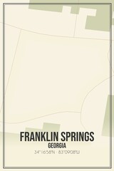 Retro US city map of Franklin Springs, Georgia. Vintage street map.