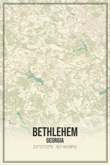 Retro US city map of Bethlehem, Georgia. Vintage street map.