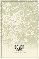 Retro US city map of Comer, Georgia. Vintage street map.
