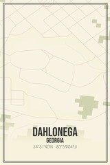 Retro US city map of Dahlonega, Georgia. Vintage street map.