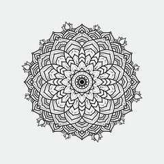 Round gradient mandala on white isolated background. Vector boho mandala and pink colors. Mandala vector with floral patterns.