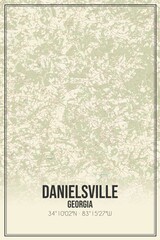 Retro US city map of Danielsville, Georgia. Vintage street map.