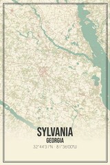 Retro US city map of Sylvania, Georgia. Vintage street map.