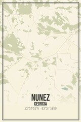Fototapeta premium Retro US city map of Nunez, Georgia. Vintage street map.