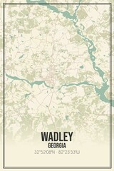 Retro US city map of Wadley, Georgia. Vintage street map.