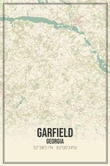Retro US city map of Garfield, Georgia. Vintage street map.