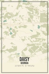 Retro US city map of Daisy, Georgia. Vintage street map.