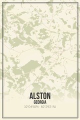 Retro US city map of Alston, Georgia. Vintage street map.