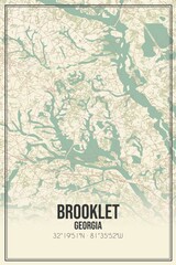 Retro US city map of Brooklet, Georgia. Vintage street map.