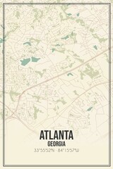 Fototapeta premium Retro US city map of Atlanta, Georgia. Vintage street map.