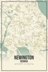 Retro US city map of Newington, Georgia. Vintage street map.