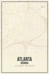 Obraz premium Retro US city map of Atlanta, Georgia. Vintage street map.