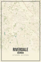 Retro US city map of Riverdale, Georgia. Vintage street map.