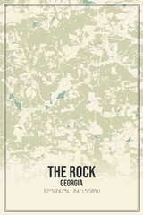 Retro US city map of The Rock, Georgia. Vintage street map.