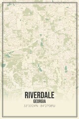 Retro US city map of Riverdale, Georgia. Vintage street map.