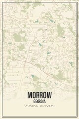 Fototapeta na wymiar Retro US city map of Morrow, Georgia. Vintage street map.