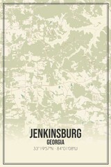 Retro US city map of Jenkinsburg, Georgia. Vintage street map.
