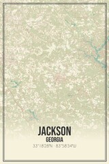 Retro US city map of Jackson, Georgia. Vintage street map.