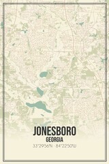 Retro US city map of Jonesboro, Georgia. Vintage street map.