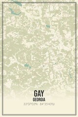 Retro US city map of Gay, Georgia. Vintage street map.