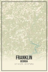 Retro US city map of Franklin, Georgia. Vintage street map.