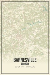 Retro US city map of Barnesville, Georgia. Vintage street map.