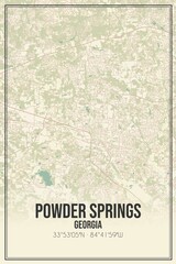 Retro US city map of Powder Springs, Georgia. Vintage street map.