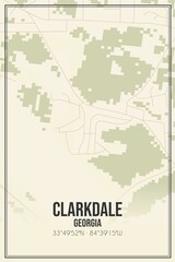 Obraz premium Retro US city map of Clarkdale, Georgia. Vintage street map.