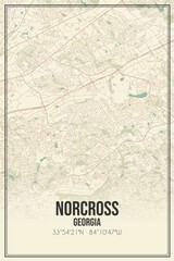 Obraz premium Retro US city map of Norcross, Georgia. Vintage street map.