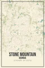 Retro US city map of Stone Mountain, Georgia. Vintage street map.