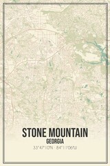 Retro US city map of Stone Mountain, Georgia. Vintage street map.