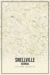 Retro US city map of Snellville, Georgia. Vintage street map.